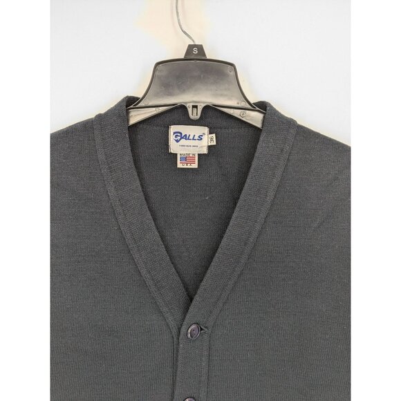 Grandpa Knit Cardigan Size M Galls Button-Up V-Neck Preppy Work Modest Made USA - Picture 5 of 7